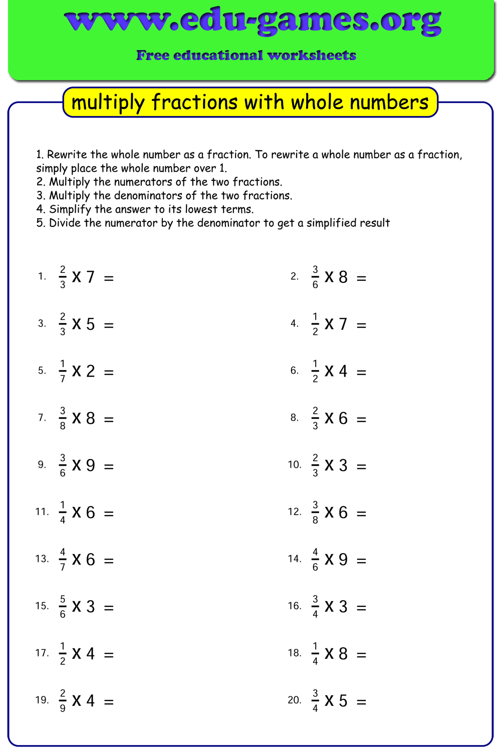 Order Of Operations With Fractions And Mixed Numbers Worksheet