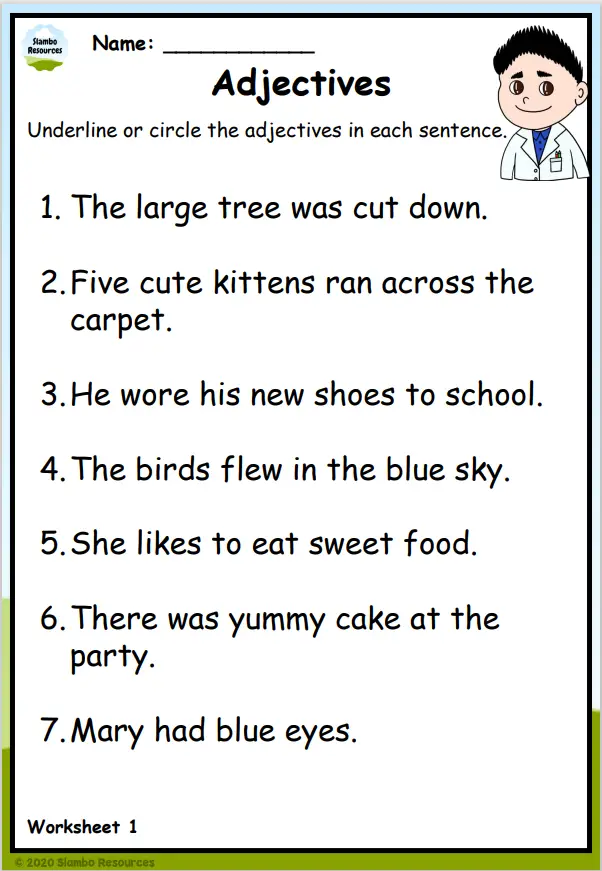 Grade 2 Adjective Worksheets Free Printables English Worksheets