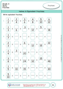 Grade 3 Equivalent Fractions Worksheets www grade1to6 Fractions