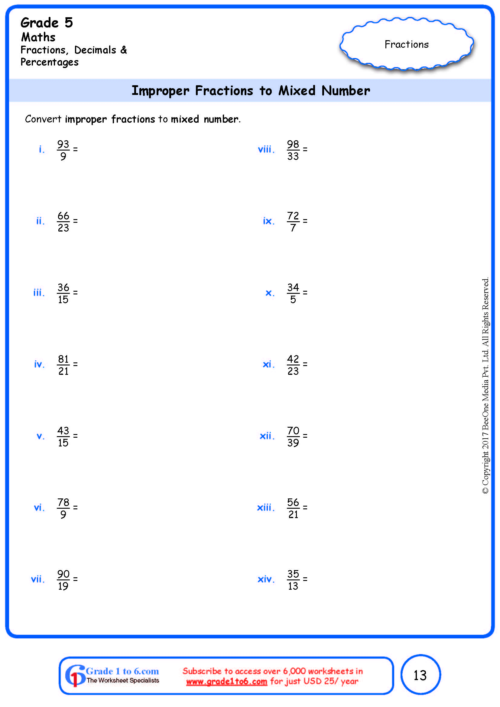 Equivalent Fraction Worksheet 5th Grade