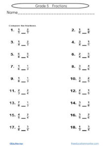 Grade 5 Fractions Worksheets With Answer Key EduMonitor