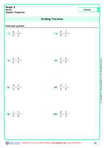 Grade 6 Dividing Fractions Worksheets www grade1to6