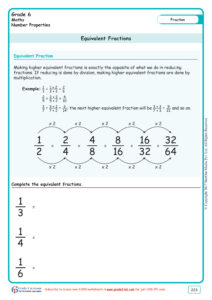 Grade 6 Math Worksheet Fractions Equivalent Fractions Grade 6 6th