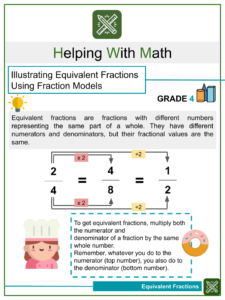 Illustrating Equivalent Fractions Using Models 4th Grade Worksheets