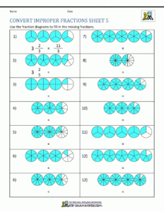 Improper Fraction Worksheets