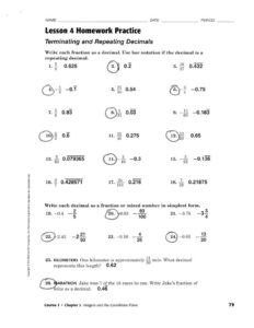 InspiringReadable Terminating And Repeating Decimals Worksheet