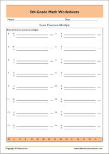 Least Common Multiple Worksheets 5th Grade Pdf Least Common Multiple