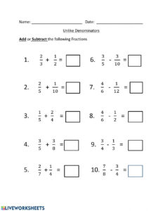 Live Worksheets Maths Fractions Kidsworksheetfun