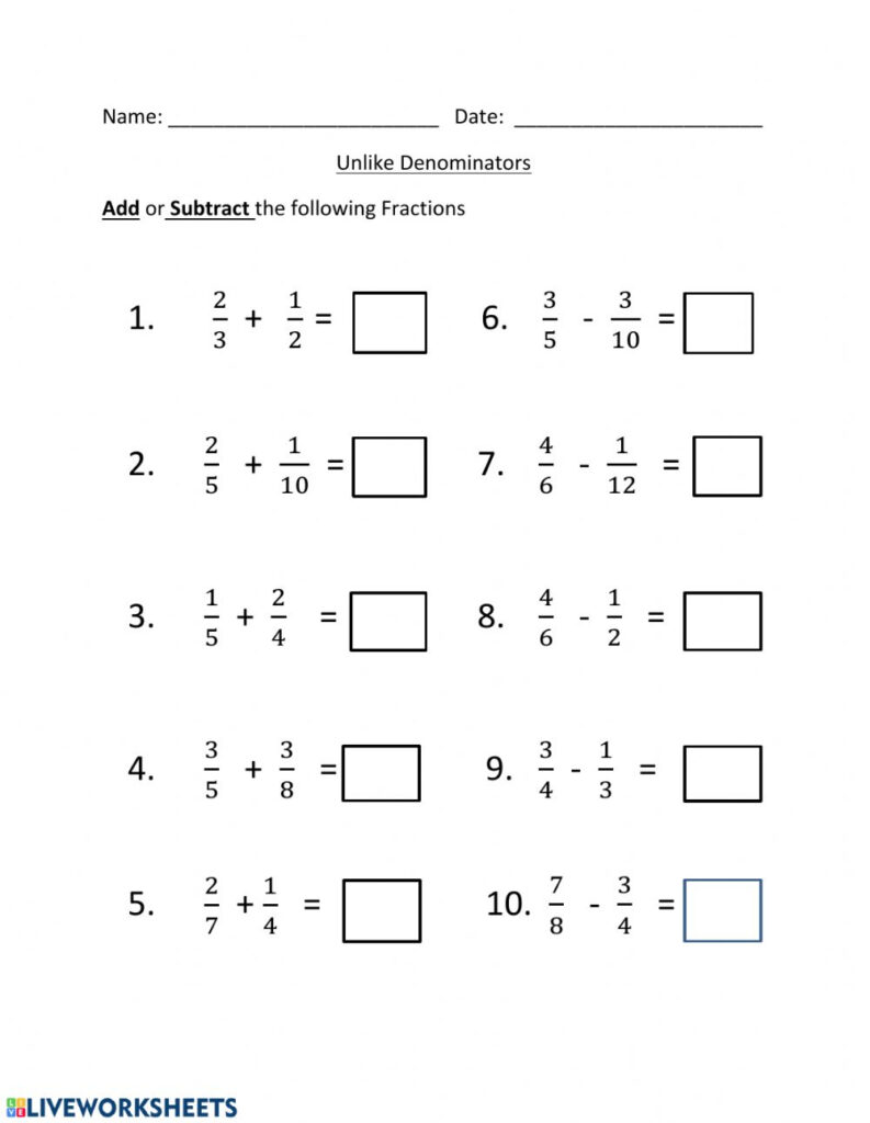 Live Worksheets Maths Fractions Kidsworksheetfun