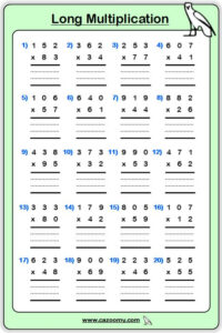 Long Multiplication Worksheet 2 4th Grade Math Worksheets Math