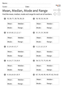 Mean Median Mode Range Worksheets Math Monks