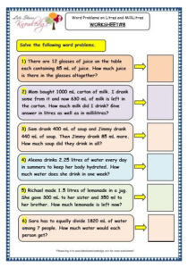 Measurement Of Capacity Word Problems On Litres And Millilitres