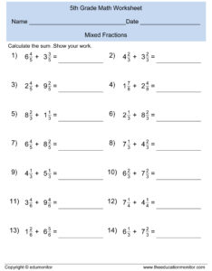 Mixed Fractions Math Worksheet Archives EduMonitor