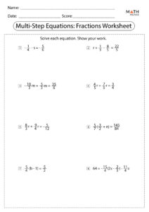 Multi Step Equations Worksheets Math Monks