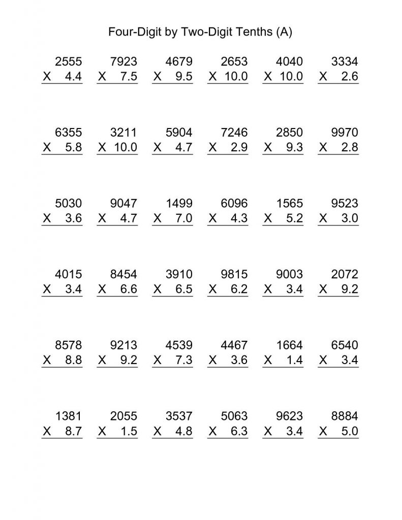 Multiplying And Dividing Decimals And Fractions Worksheets