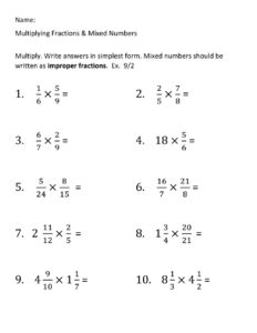 Multiplying Fractions And Mixed Numbers Worksheet