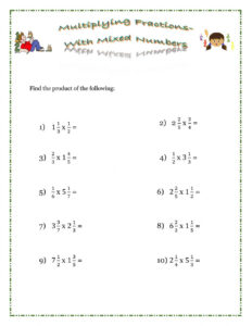 Multiplying Fractions With Mixed Numbers Worksheet