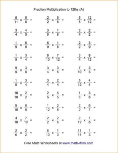 Multiplying Fractions Worksheets Fraction Math Free Integer