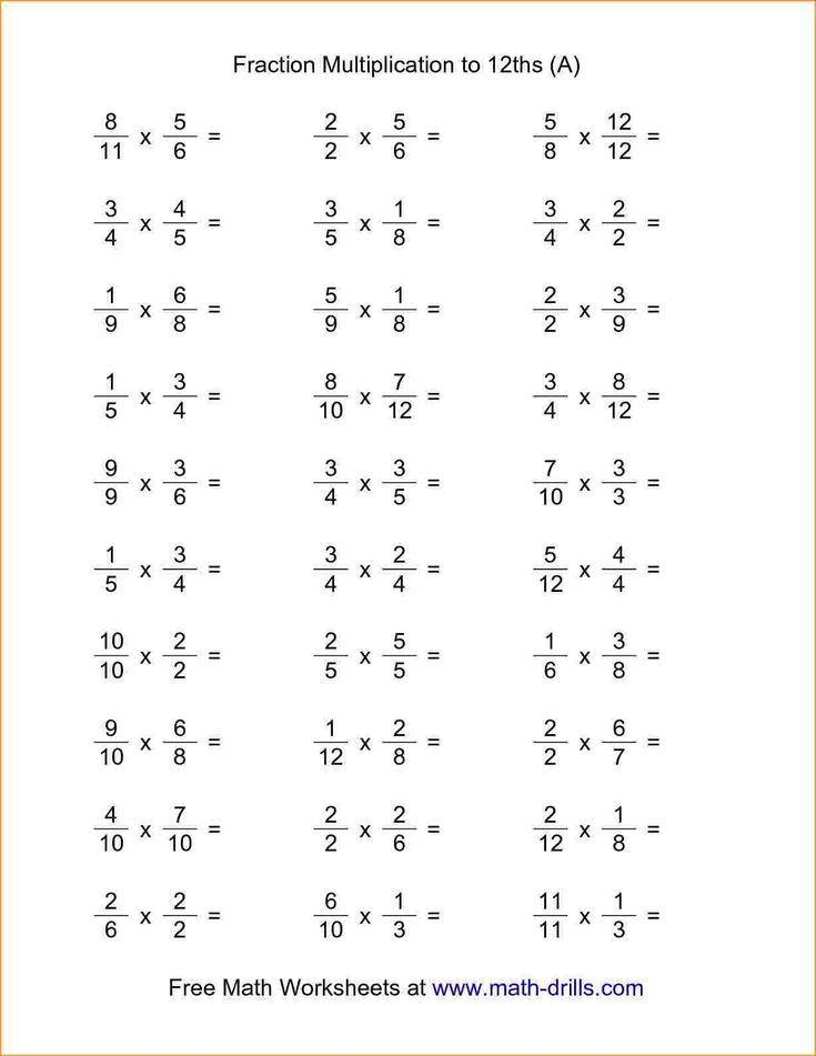 Multiplying Fractions Worksheets Fraction Math Free Integer 