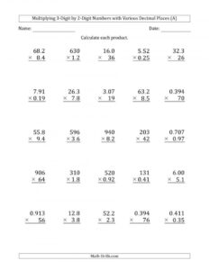 Multiplying Multi Digit Numbers Worksheets 99Worksheets