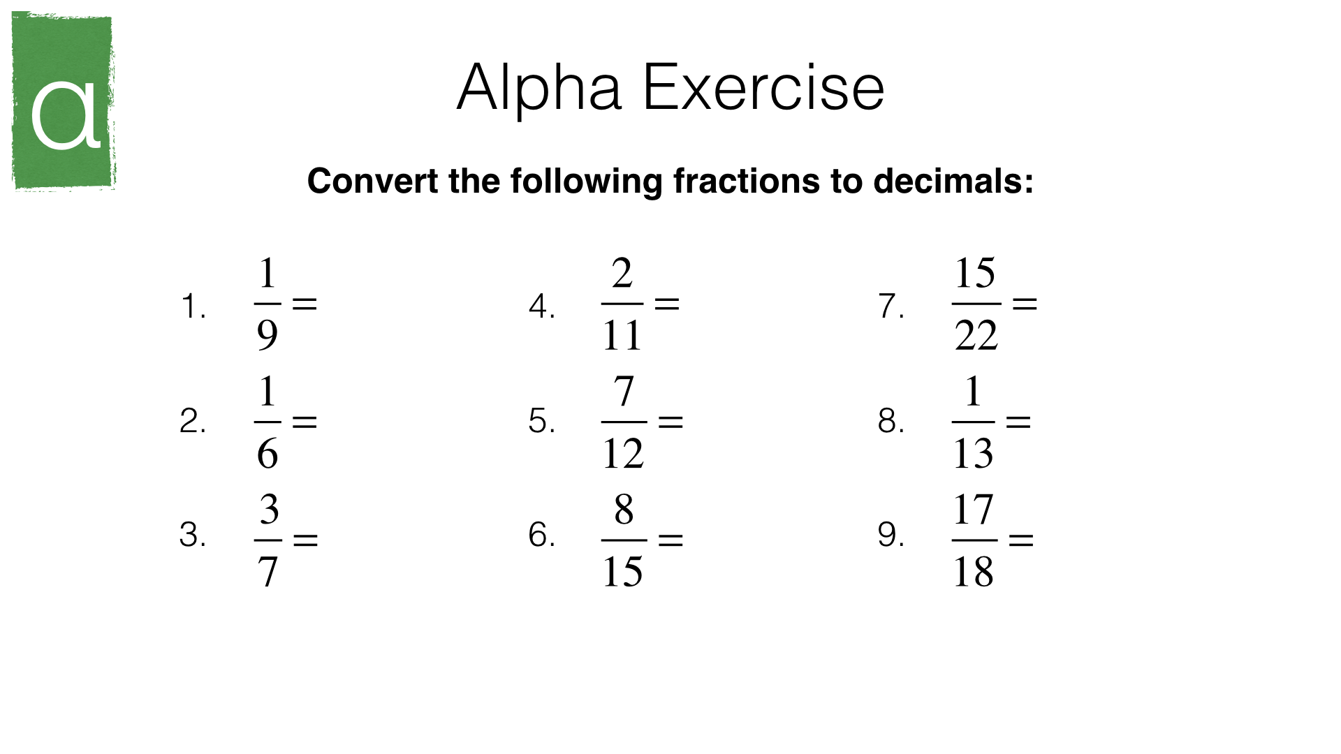 Changing Decimals To Fractions And Vice Versa Worksheet