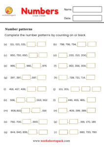 NUMBER PATTERNS WORKSHEET FOR GRADE 3 MATH EASY MATH Number