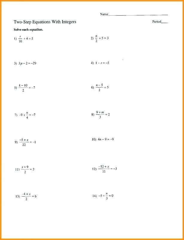 Solving Multi Step Equations With Fractions And Decimals Worksheet Pdf