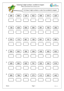 Ordering 3 digit Numbers Smallest To Largest Number And Place Value