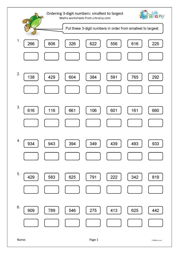 Ordering 3 digit Numbers Smallest To Largest Number And Place Value 