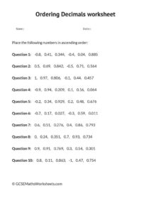 Ordering Decimals Worksheet Integers Worksheet Decimals Worksheets