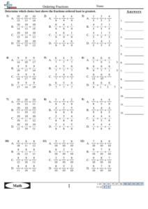 Ordering Fractions Worksheet With Answer Key Printable Pdf Download