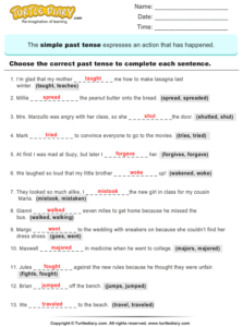 Past Tense Worksheets For Grade 4 Worksheets Master