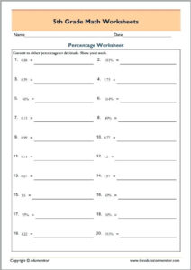 Percent Worksheets Grade 7