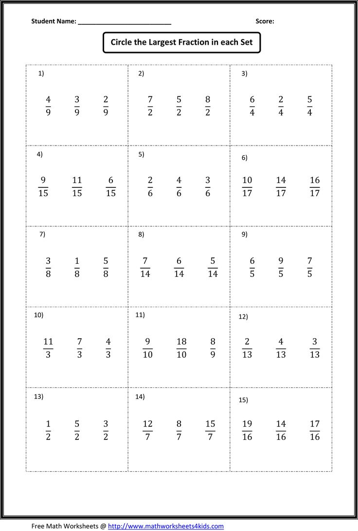 4th Grade Ordering Fractions Worksheet