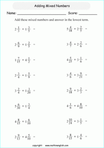 Printable Primary Math Worksheet For Math Grades 1 To 6 Based On The