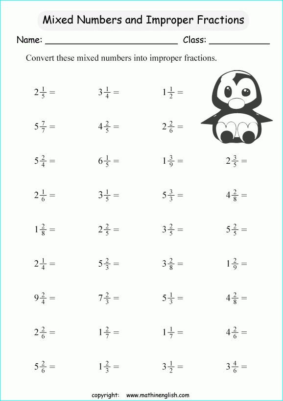 Worksheet On Changing Improper Fractions To Mixed Numbers