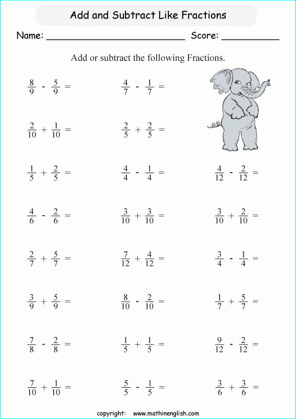 Printable Primary Math Worksheet For Math Grades 1 To 6 Based On The 