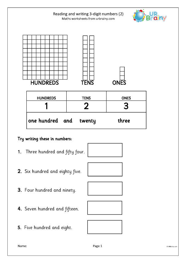 Read And Write 3 digit Numbers 2 Number And Place Value By URBrainy