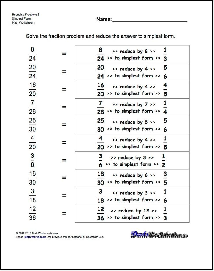 Reducing Fractions For Reducing Fractions 3 Simplest Form Reducing 