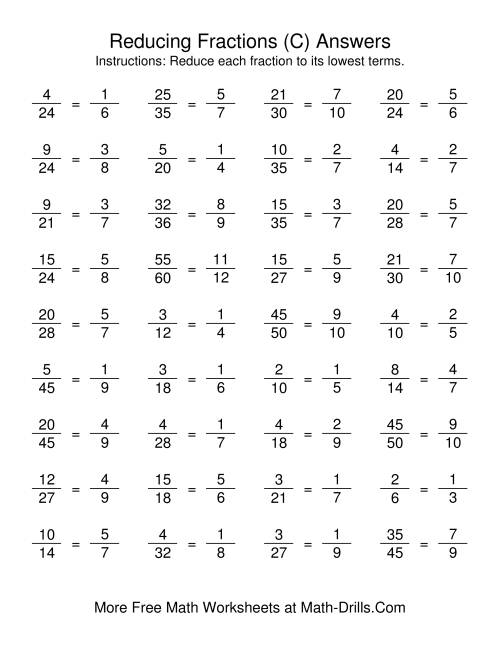 Reducing Fractions To Lowest Terms C 