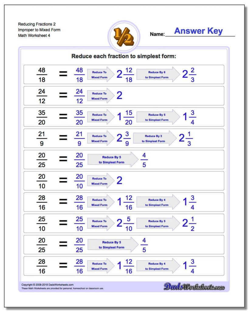 Reducing Improper Fractions