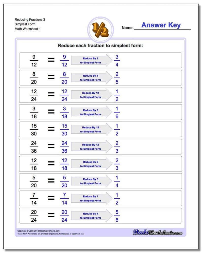 Reducing Simple Fractions