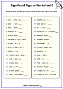 Significant Figures Worksheets Practice Questions And Answers Cazoomy