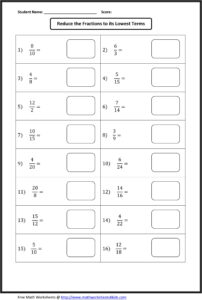 Simplifying Fraction Worksheets Fractions Worksheets Math Fractions