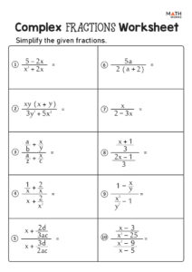 Simplifying Fractions Worksheets Math Monks