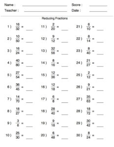 Sixth Grade Reducting Fractions Math Worksheets K5 Worksheets Math