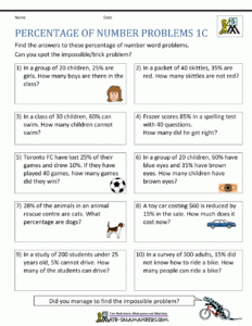 Solving Percent Problems Worksheets