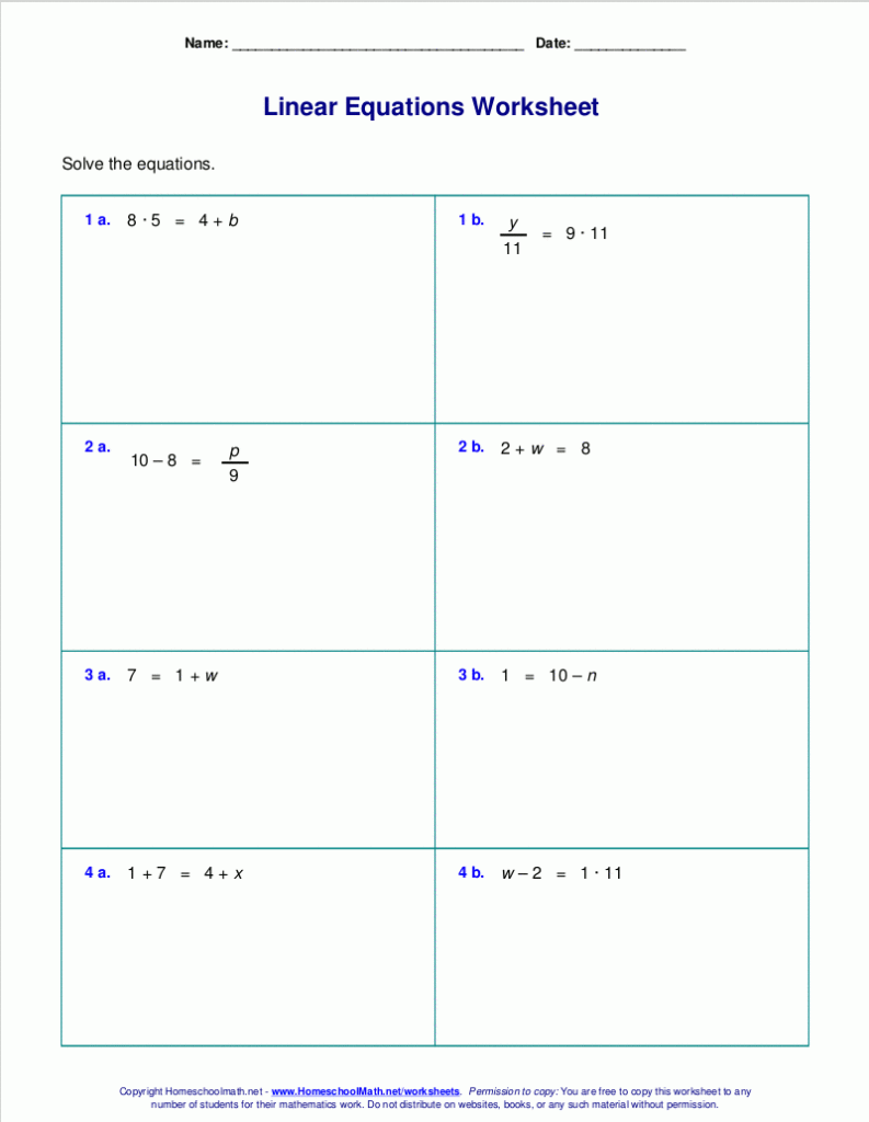 Solving Two Step Equations Worksheets 8th Grade