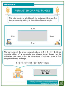 Solving Word Problems Involving Perimeter Area Of Rectangle Worksheets