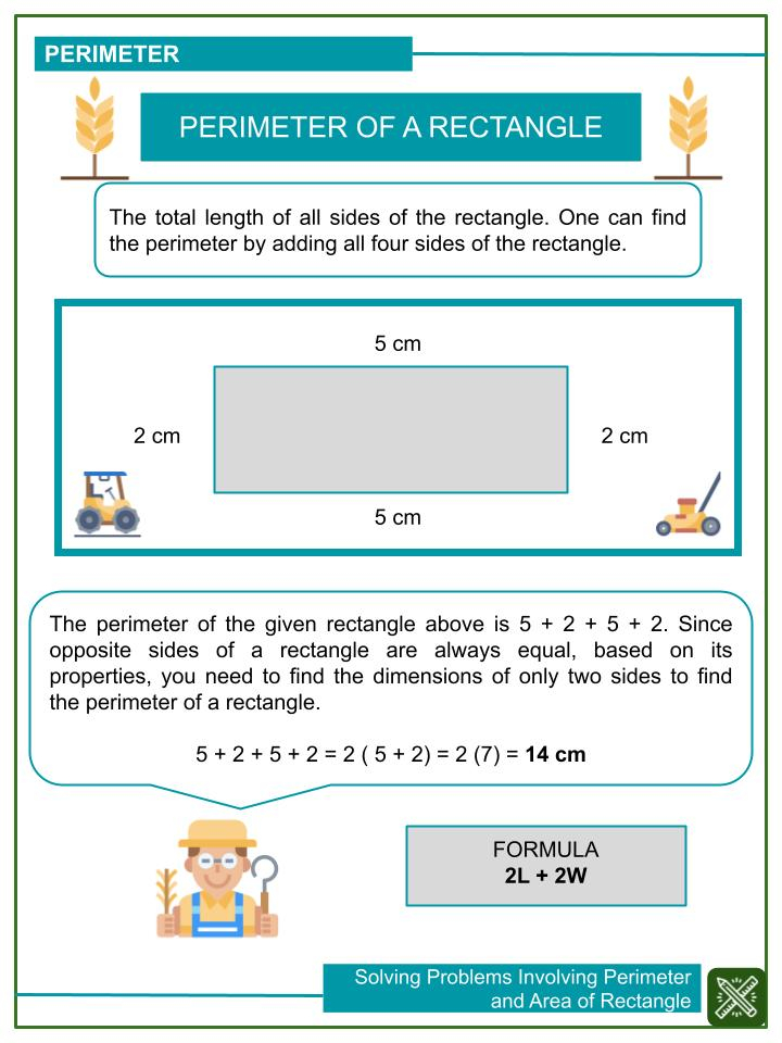 Solving Word Problems Involving Perimeter Area Of Rectangle Worksheets